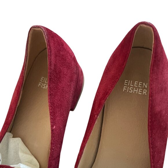 Eileen Fisher Elan Womens Loafer Size 8 Burgundy Block Padded Almond Toe Suede - Picture 9 of 14
